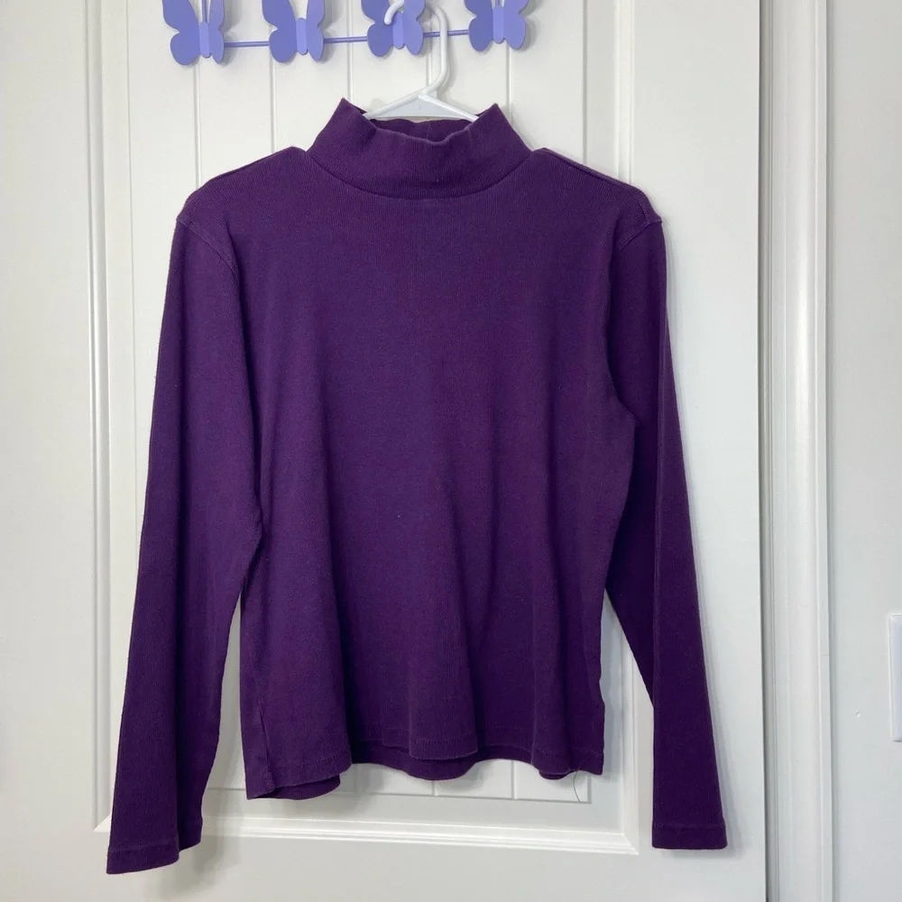 EUC Liz Claiborne women’s purple soft knit turtleneck stretch sweater medium